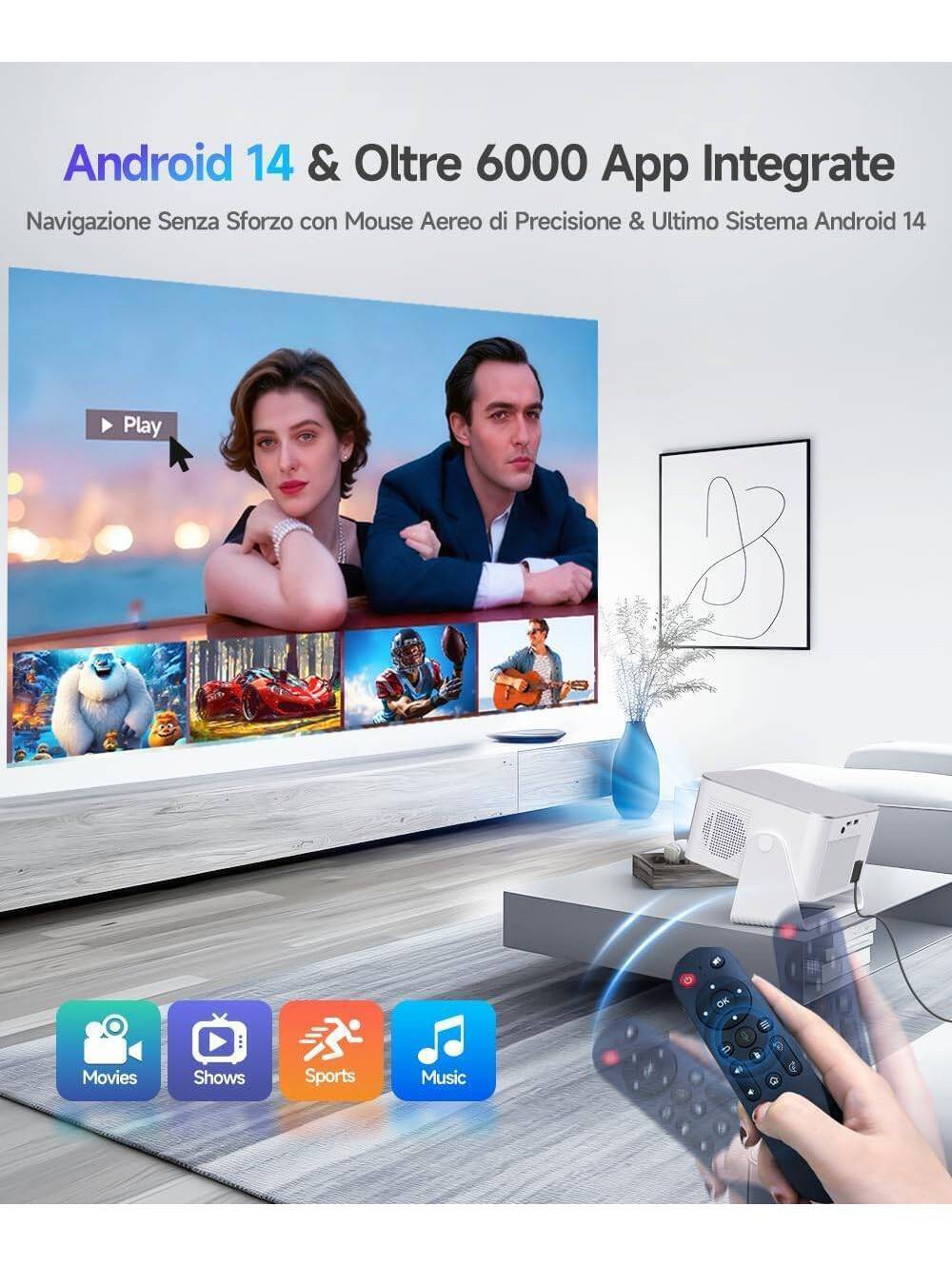 Mini Projector - 1080P Native, 600 ANSI, 4K/8K Support, WiFi & Bluetooth - Picture 4 of 10